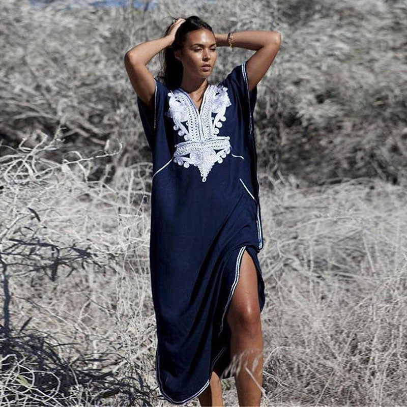 Dame Elegant Strandkaftan med kunstneriske broderier Stilla