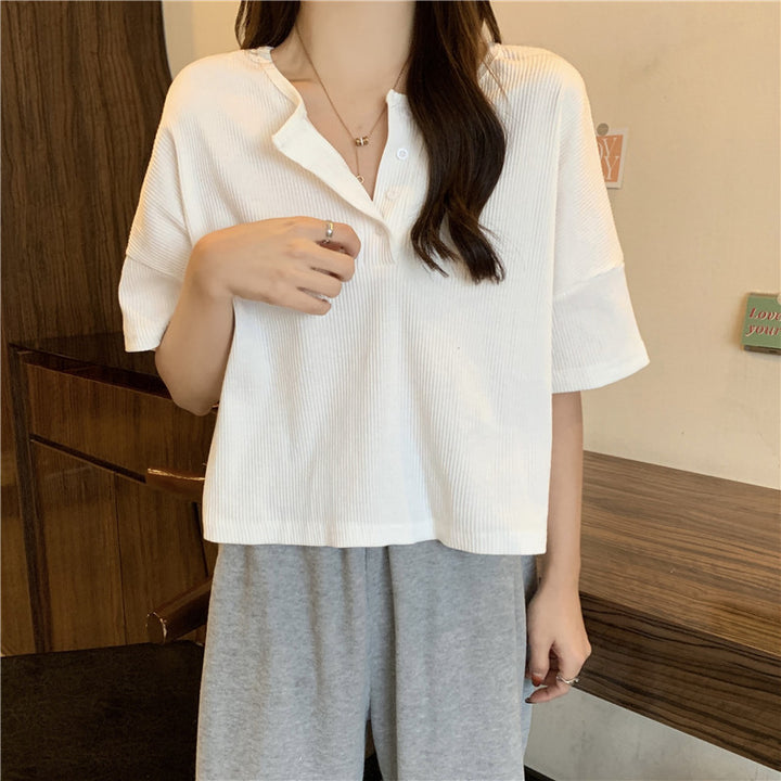 Femme Casual Knap-Op Ribtop Stilla
