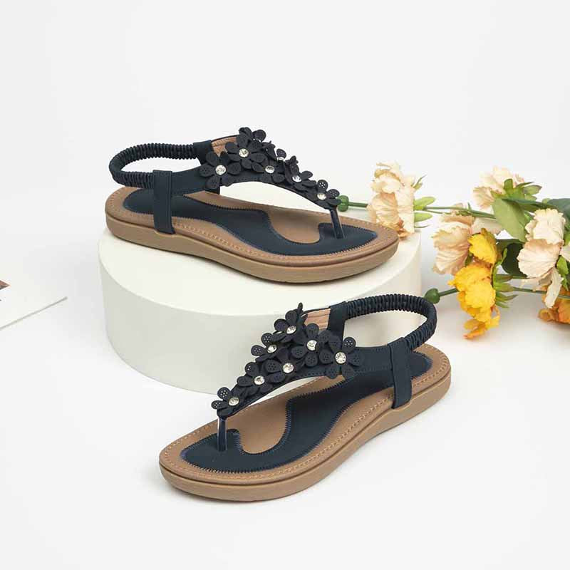 Dame sandaler med blomstret design og glitrende detaljer Stilla