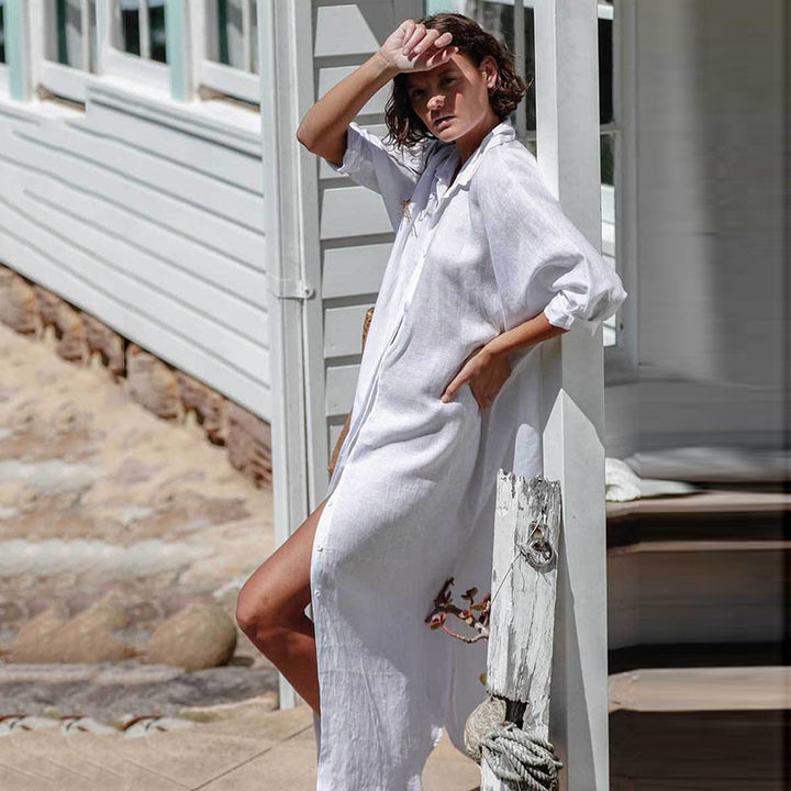 Dame Strandbluse med afslappet pasform og elegant krave Stilla
