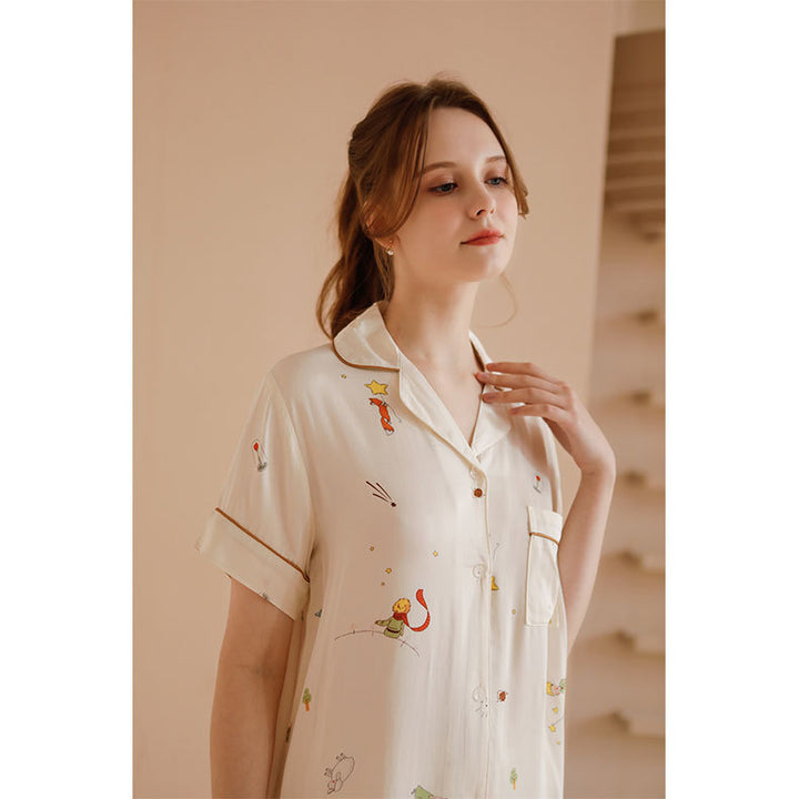 Dame Pyjamasæt med kreative figurmotiver og komfortabel pasform Stilla
