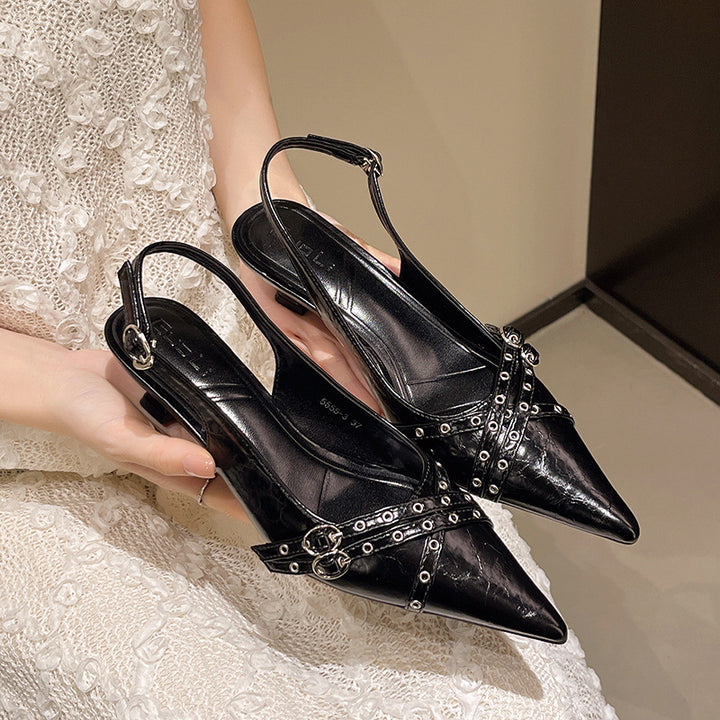 Femme Spidse Tæer Slingback Hæle med Dekorativ Rem Design Stilla