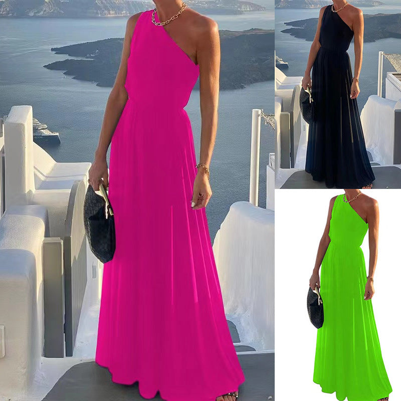 Elegant dame-en-skulder-maxikjole Stilla
