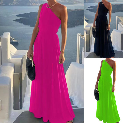 Elegant dame-en-skulder-maxikjole Stilla