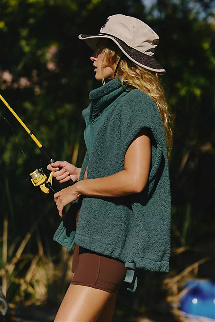 Dame Sporty Fleece-Jakke med høj krave og regulering af vidde Stilla