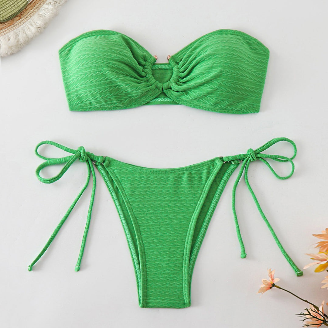 Dame elegant bandeau-bikini-sæt med justerbare bånd Stilla