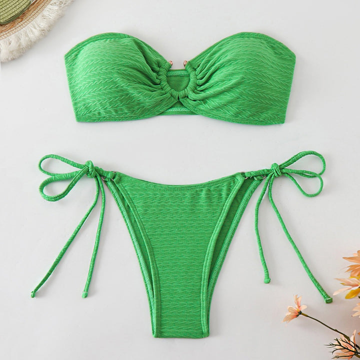 Dame elegant bandeau-bikini-sæt med justerbare bånd Stilla