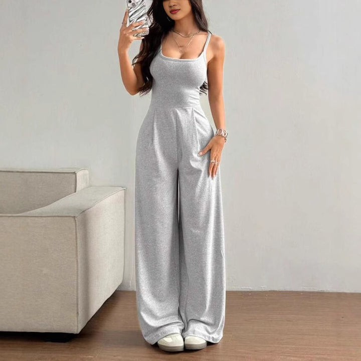Dame Elegant Jumpsuit med bredde ben og flatterende top Skovae