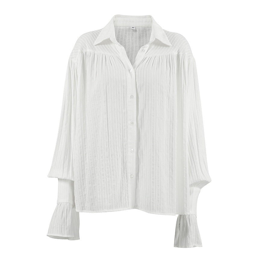 Dame Oversized Bluse med voluminøse ærmer og struktureret design Stilla