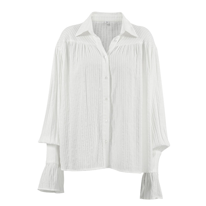 Dame Oversized Bluse med voluminøse ærmer og struktureret design Stilla