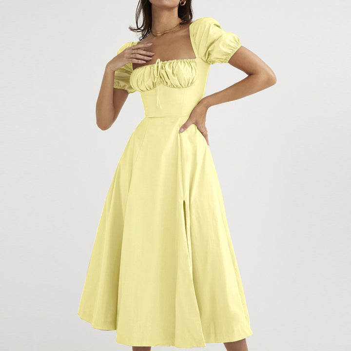 Kvindernes maxi kjole med off-the-shoulder design og voluminøse puffærmer Stilla