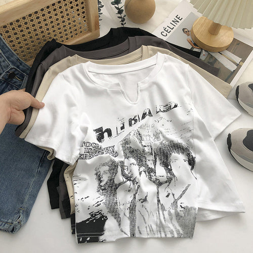 Femme Kunstnerisk Grafik-T-shirt Stilla