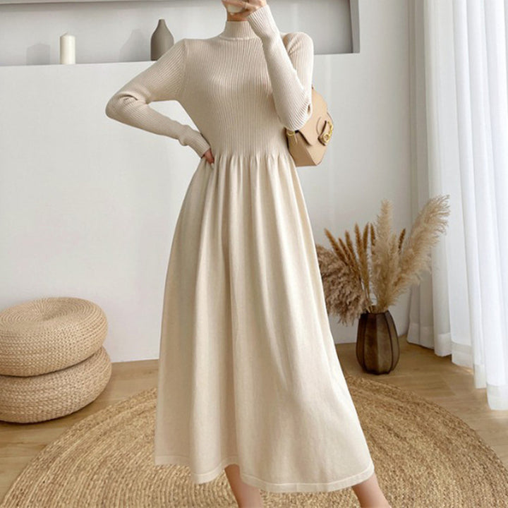 Femme Elegantes Langærmet Strik Maxikjole Stilla