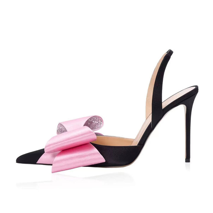 Femme Slingback Højhælede Pumps med dekorativ bue og rhinestone-detaljer Stilla