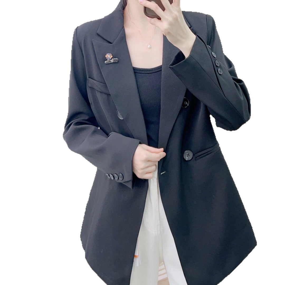 Dame Elegant Oversized Blazer med dobbelt knaplukning og kvalitetsdetaljer Stilla