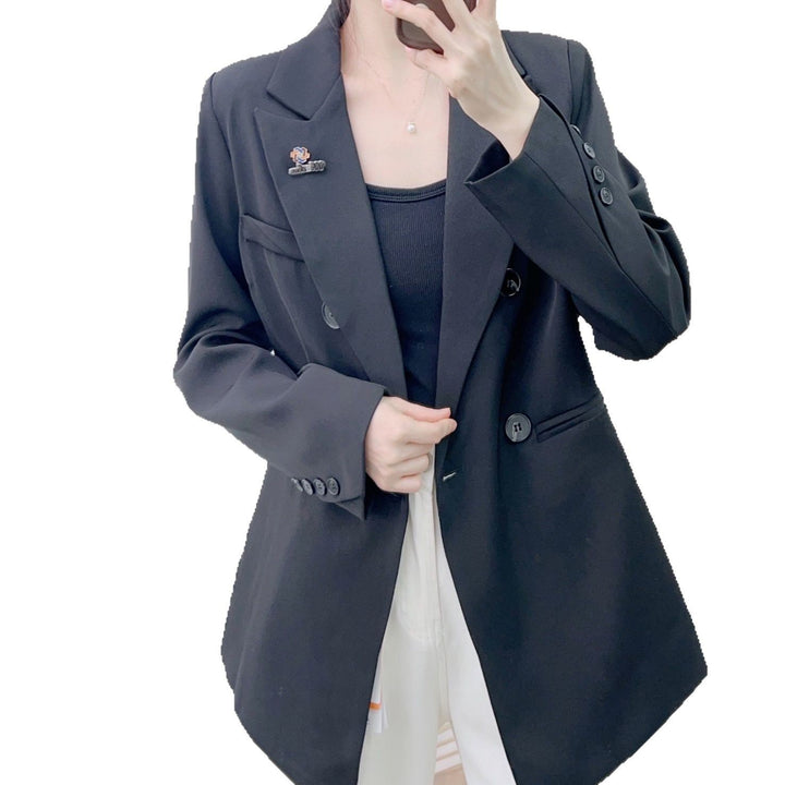 Dame Elegant Oversized Blazer med dobbelt knaplukning og kvalitetsdetaljer Stilla