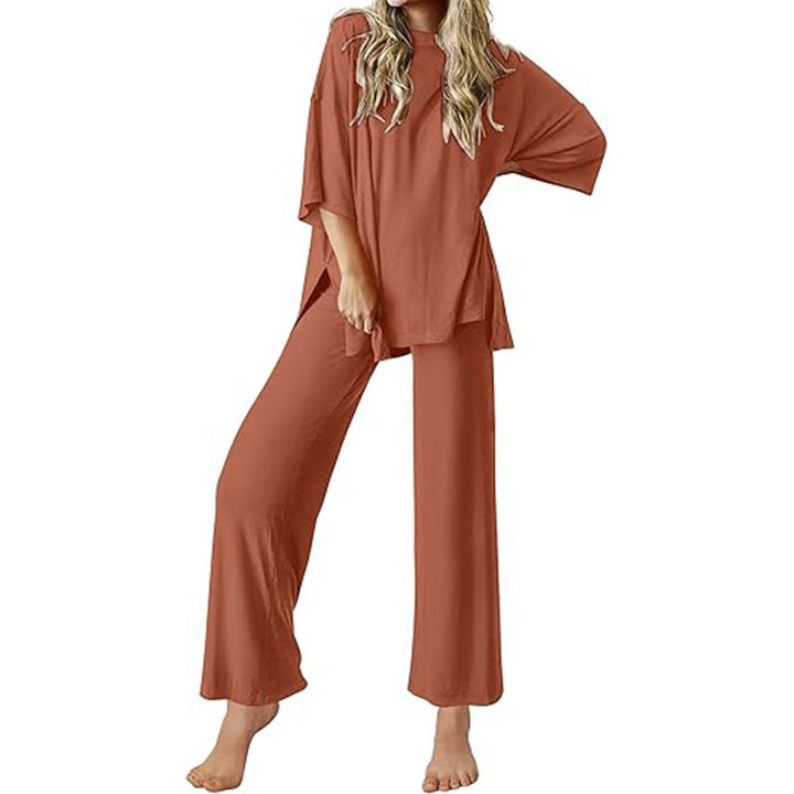 Dame Behagelig Pyjamas med Vid Skæring og Kort Ærme Stilla