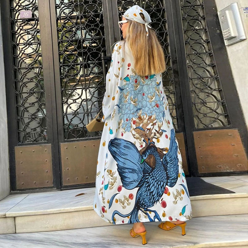 Damer luftig Kimono-frakke med blomsterdesign Stilla