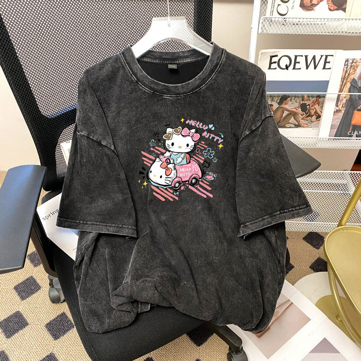 Dame Oversized T-shirt med Hello Kitty motiv Stilla