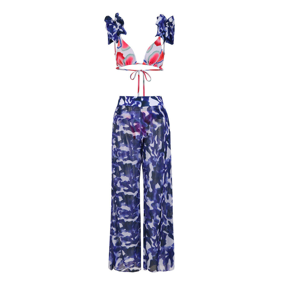 Dame Bikiniset med spændende ruffles design og svingende bukser Stilla
