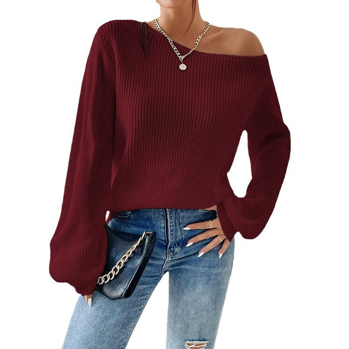 Dame Off-Shoulder Strikpullover Stilla