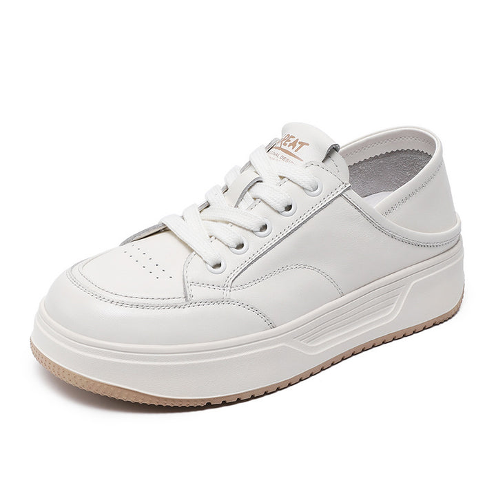 Dame Premium Læder Casual Sneakers med forhøjet sål Stilla