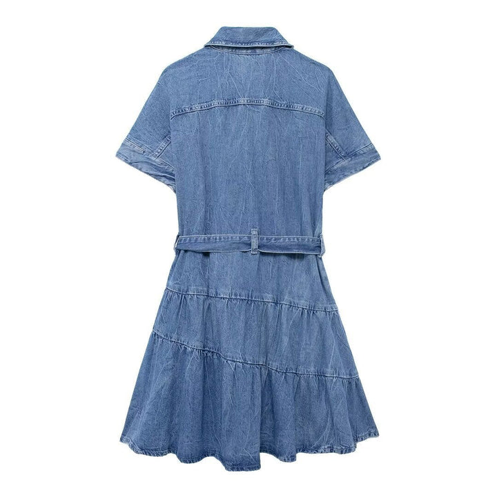 Stilla | Cool Splittet Korte Ærmede Denimkjole