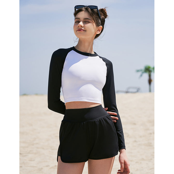 Dame Sport Crop-Top med langærmet og åndbart materiale Stilla