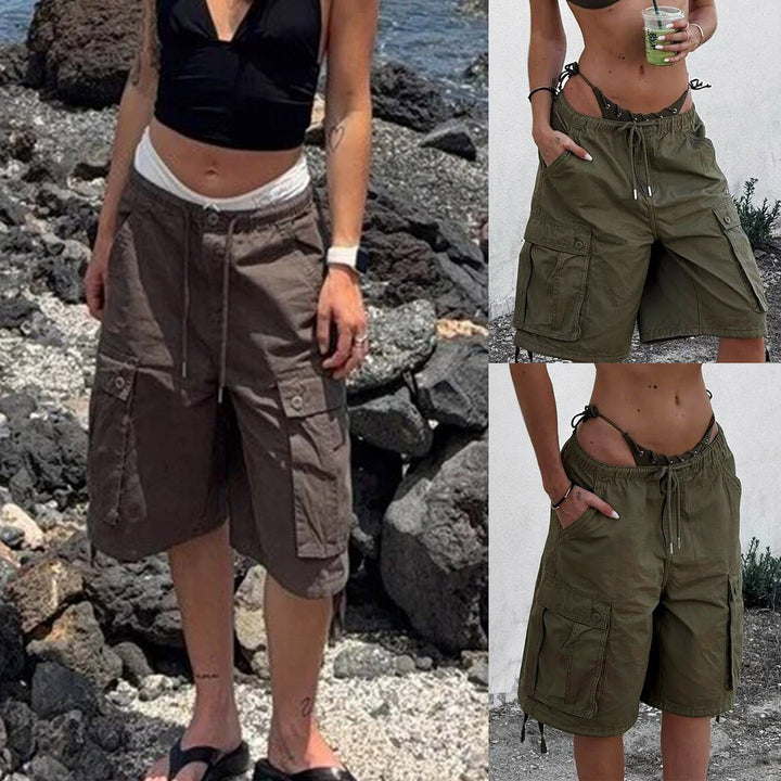 Dame cargo shorts med elastisk talje og praktiske sidelommer Skovae