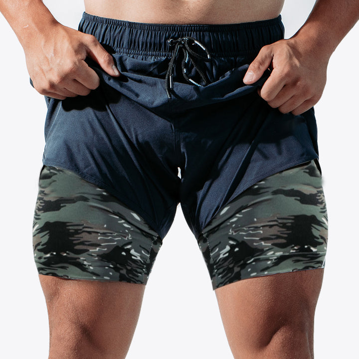 Herrer Åndbare Træningsshorts med indbygget kompressionsundertøj og elastisk talje Stilla