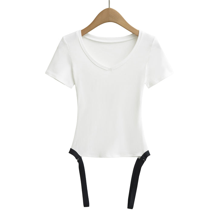 Dame sporty V-udskæring T-shirt med justerbare stropper og tætsiddende pasform Stilla