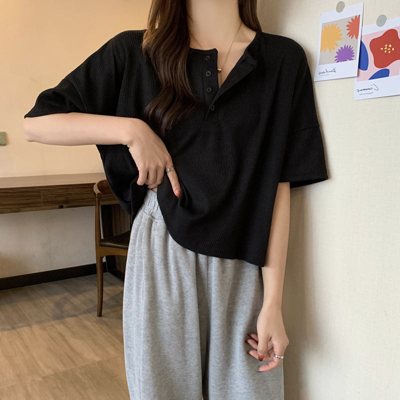 Femme Relaxed Fit Kortærmet Henley Top Stilla