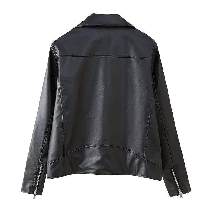 Femme Classic Kunstlæder Bikerjakke med asymmetrisk lynlås Stilla