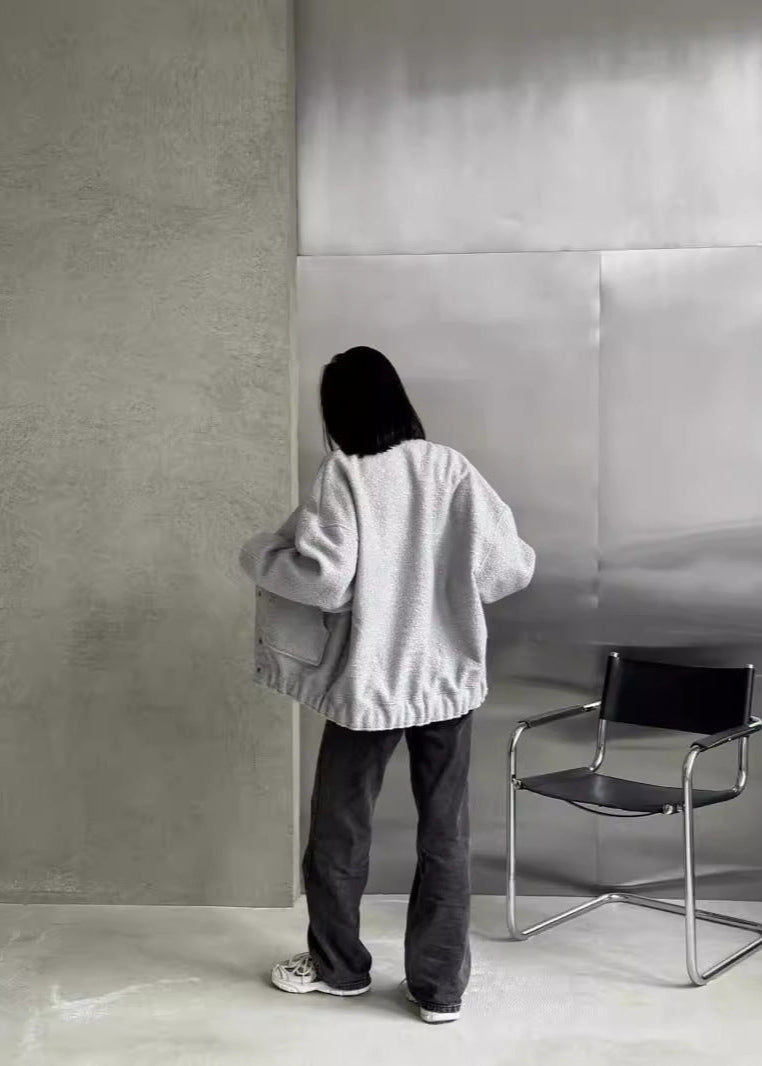 Stilla | Oversized Fleece Trykknapjakke