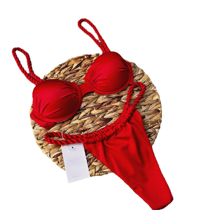 Dame bikini-sæt med skridsikkert push-up-top og justerbare snorebånd Stilla