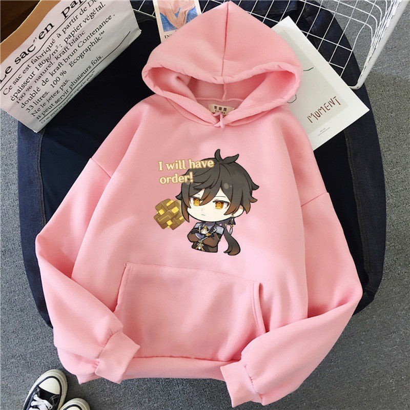 Kvinders hoodie med sød anime design og behagelig pasform Skovae