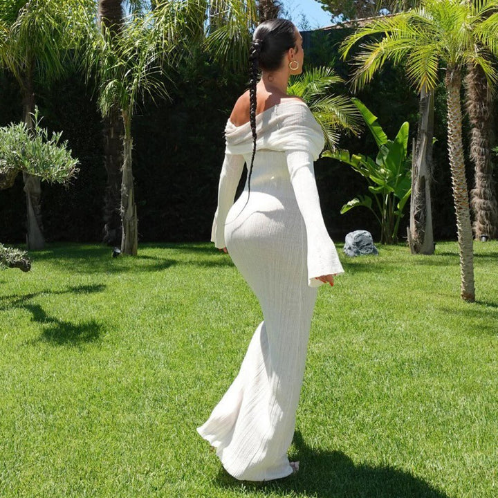 Damer elegant Off-Shoulder Maxikjole med figursiddende snit og raffineret drapering Stilla