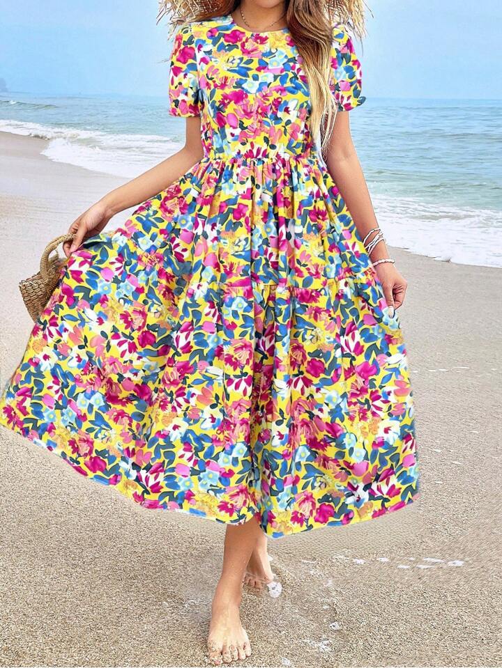 Dame Blomster Maxi Kjole Stilla
