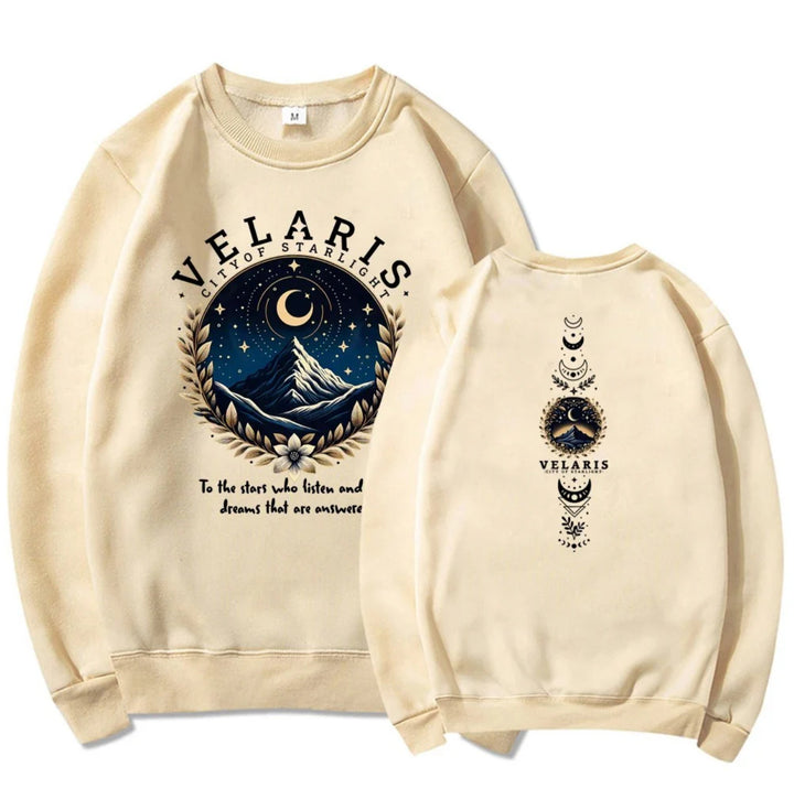 Kvinders sweatshirt med kunstnerisk nattehimmel motiv Skovae