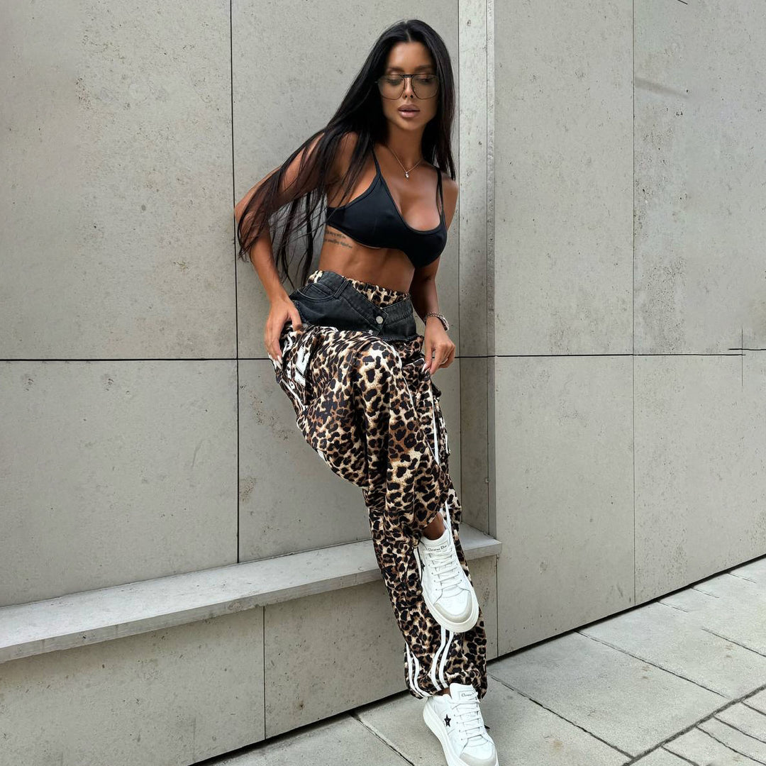 Kvinders casual og luftige leopardprint fritidsbukser Stilla