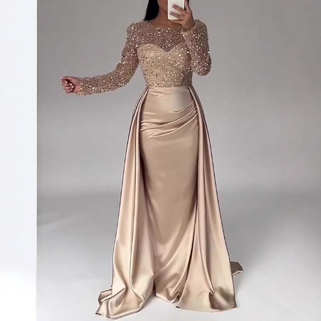 Dame Glamourøs Aftenkjole med funklende perler og flydende skørt Stilla