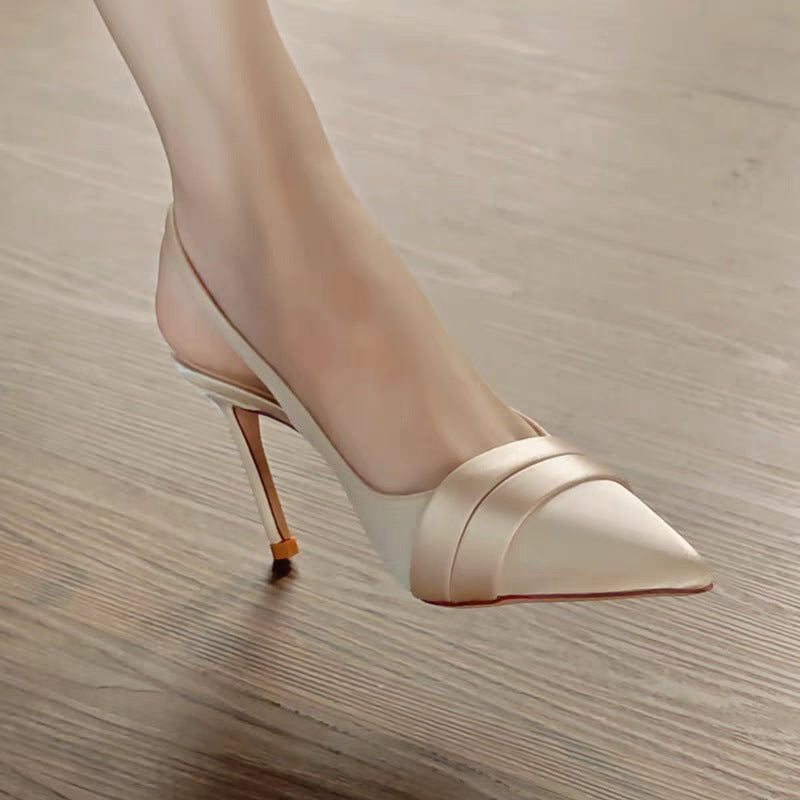 Dame Slingback-Højhælede med spids tå og foldet design Stilla