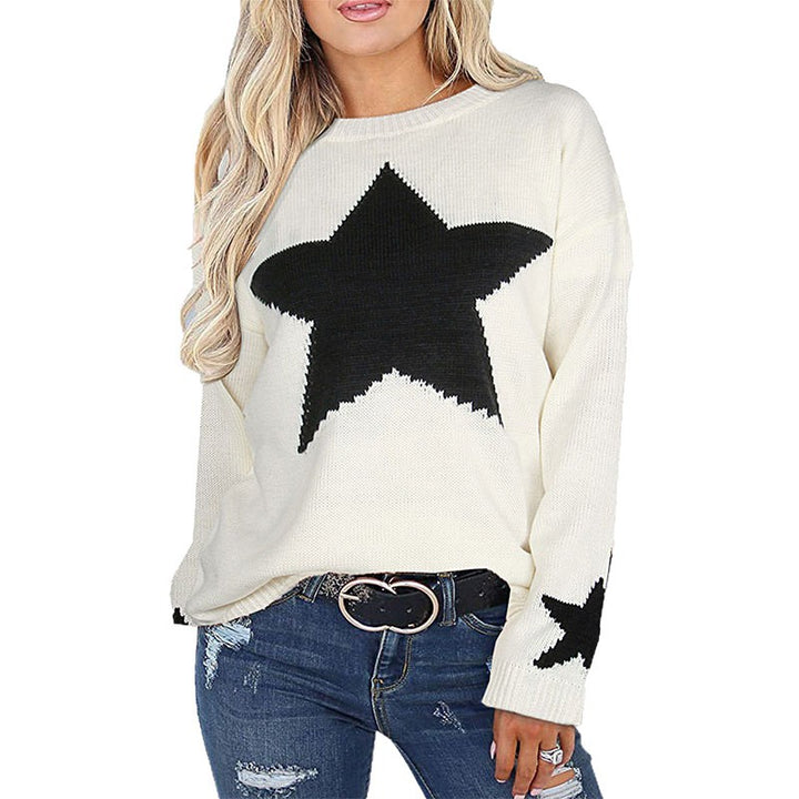 Kvinderne strikkede sweater med stjerne design og blødt materiale Stilla