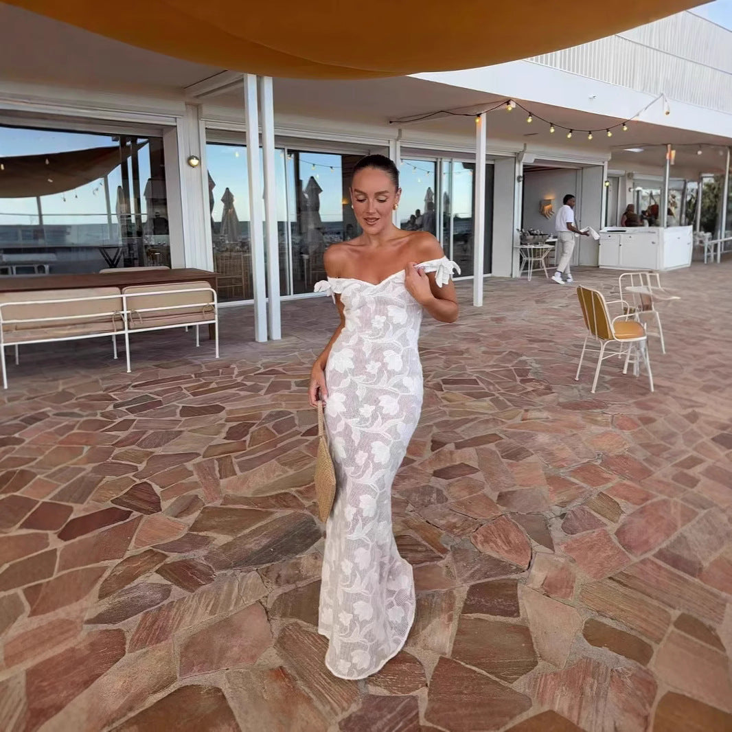Dame sommerkjole med off-shoulder-design Stilla