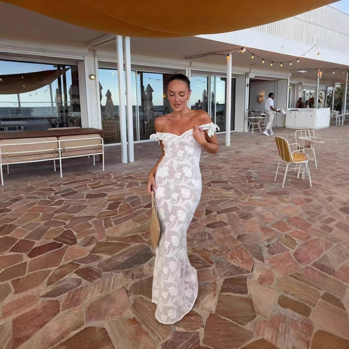 Dame sommerkjole med off-shoulder-design Stilla