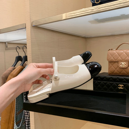 Damesmarte patenterede læder Slingback-ballerinas med perleaccent Stilla