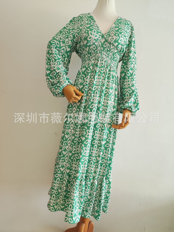 Stilla | Floral-Kjole Plus Size Fairy V Hals Kjole
