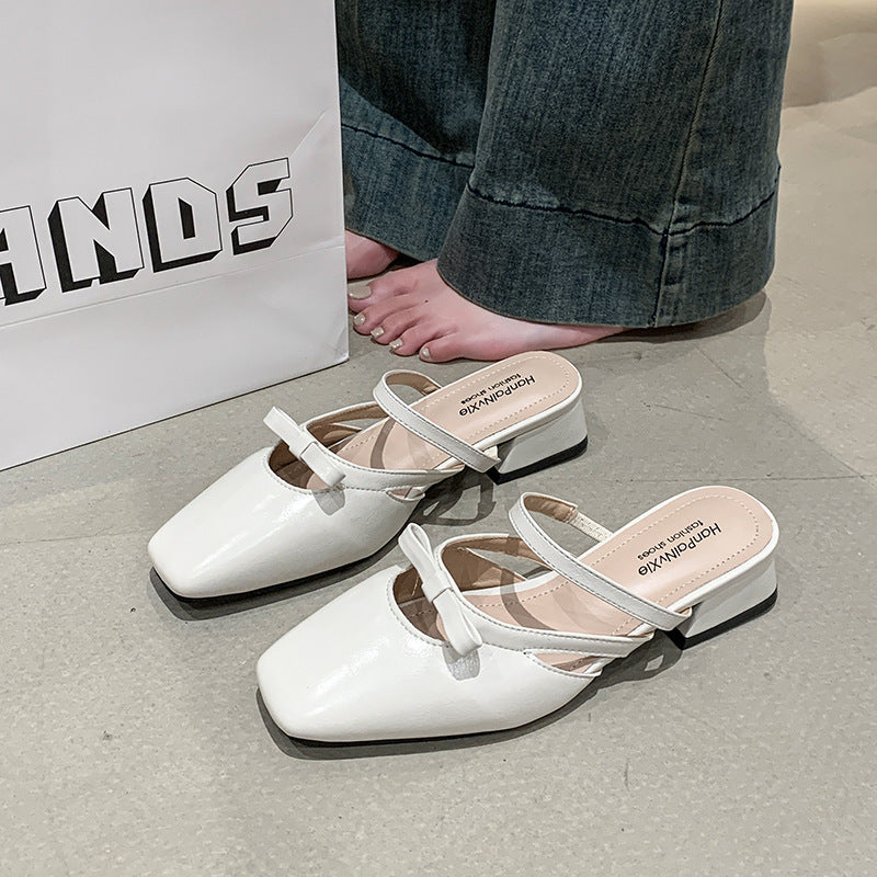 Dame elegante Slingback blokhæl Mules med dekorativ sløjfe Stilla