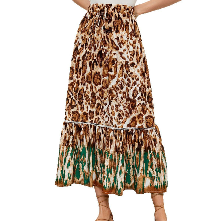 Dame Udsvinget Nederdel med Leopardprint og Frynser Stilla