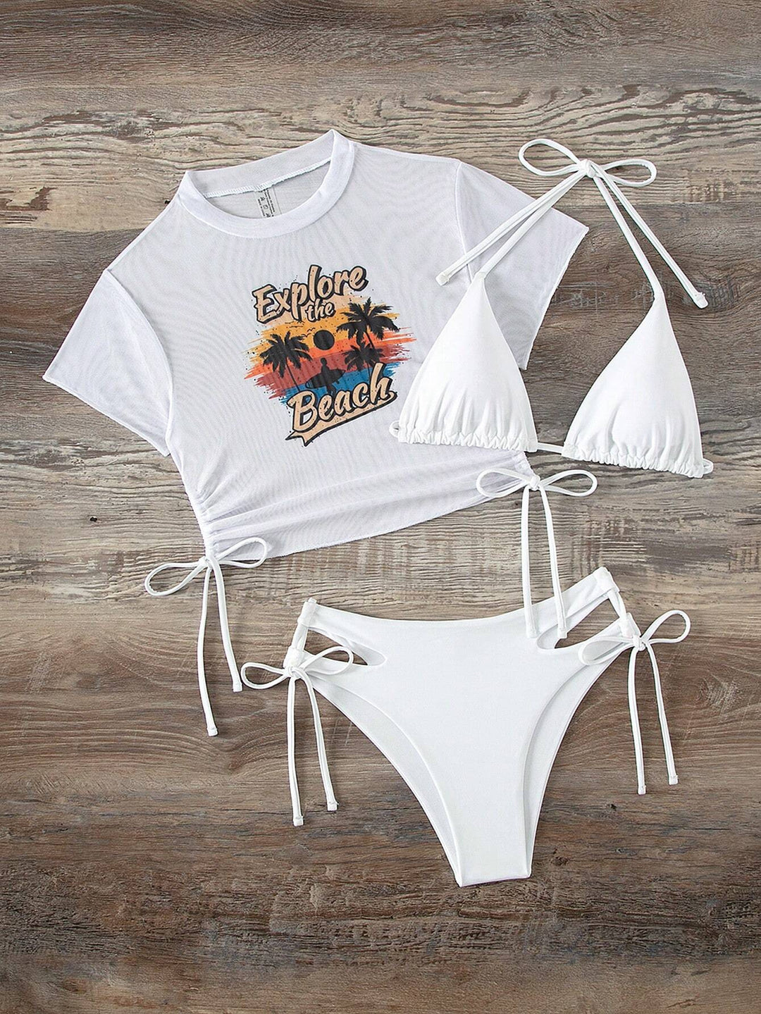 Dame bikini-sæt med gennemsigtigt top og cut-out-detaljer Stilla